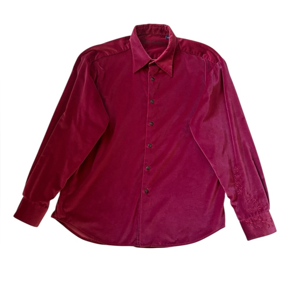 Robert Graham Men's Burgundy Velvet Button-Down Shirt